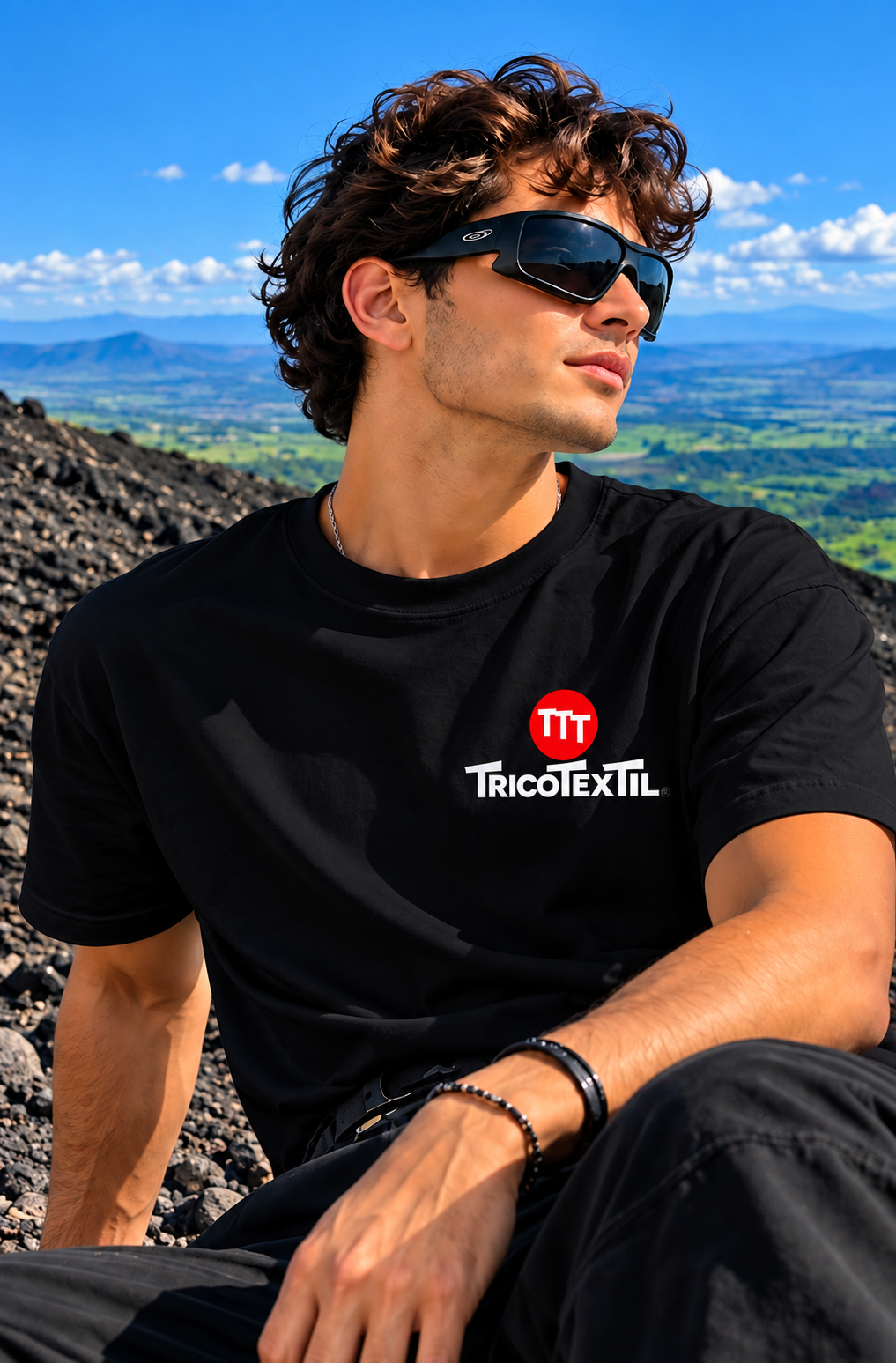 Negro — delante, volcán